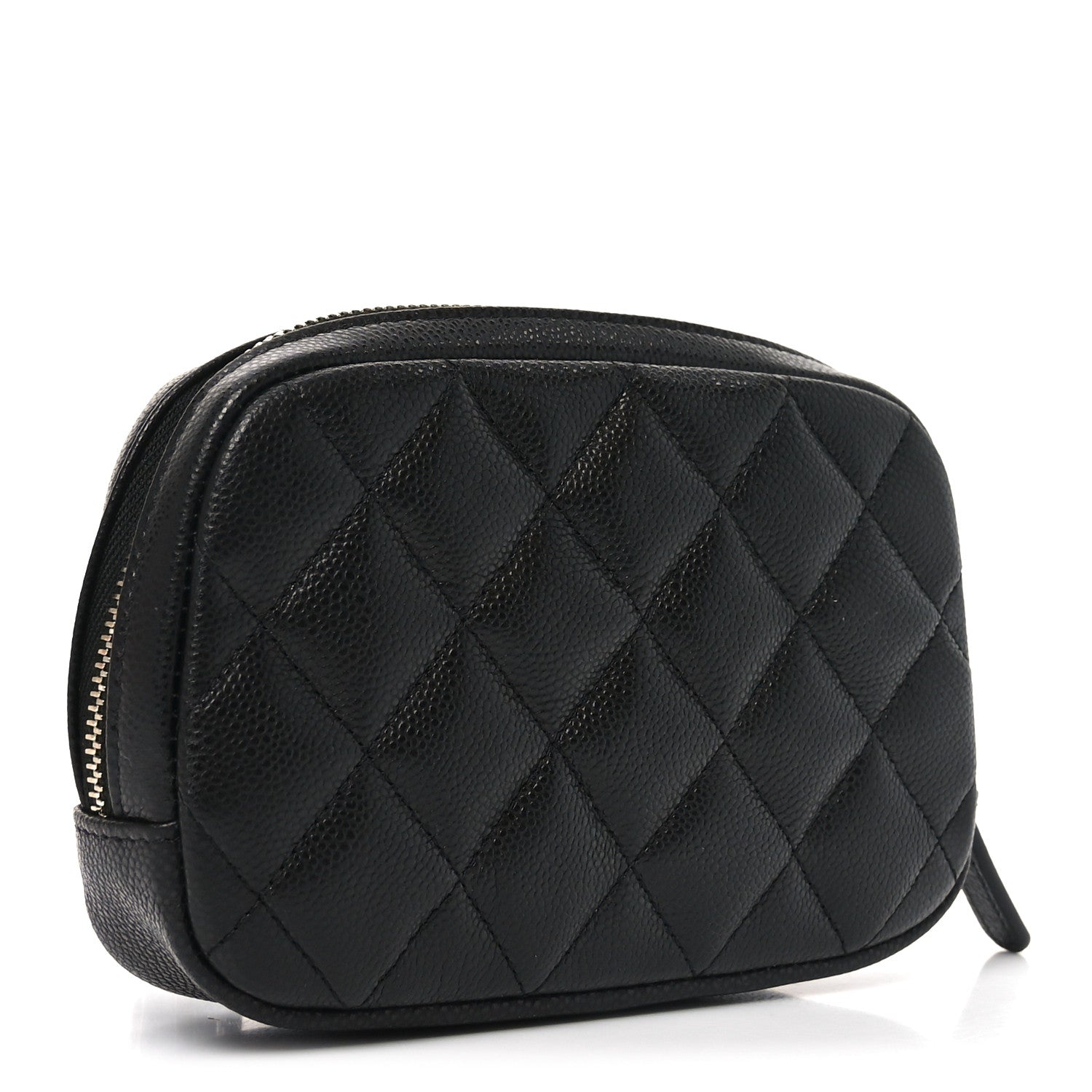 Chanel Caviar Quilted Small Curvy Pouch Cosmetic Case Black 3 of 9