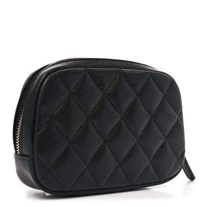 Chanel Caviar Quilted Small Curvy Pouch Cosmetic Case Black 3 of 9
