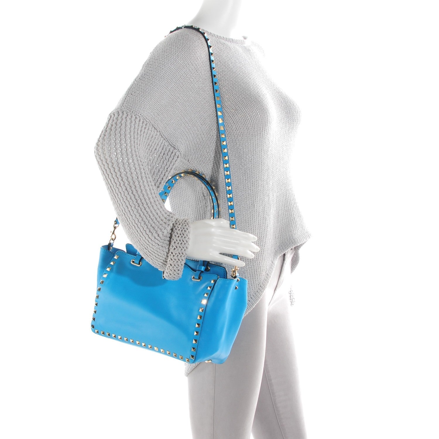 Valentino Garavani Vitello Small Rockstud Tote Parrot 3 of 24