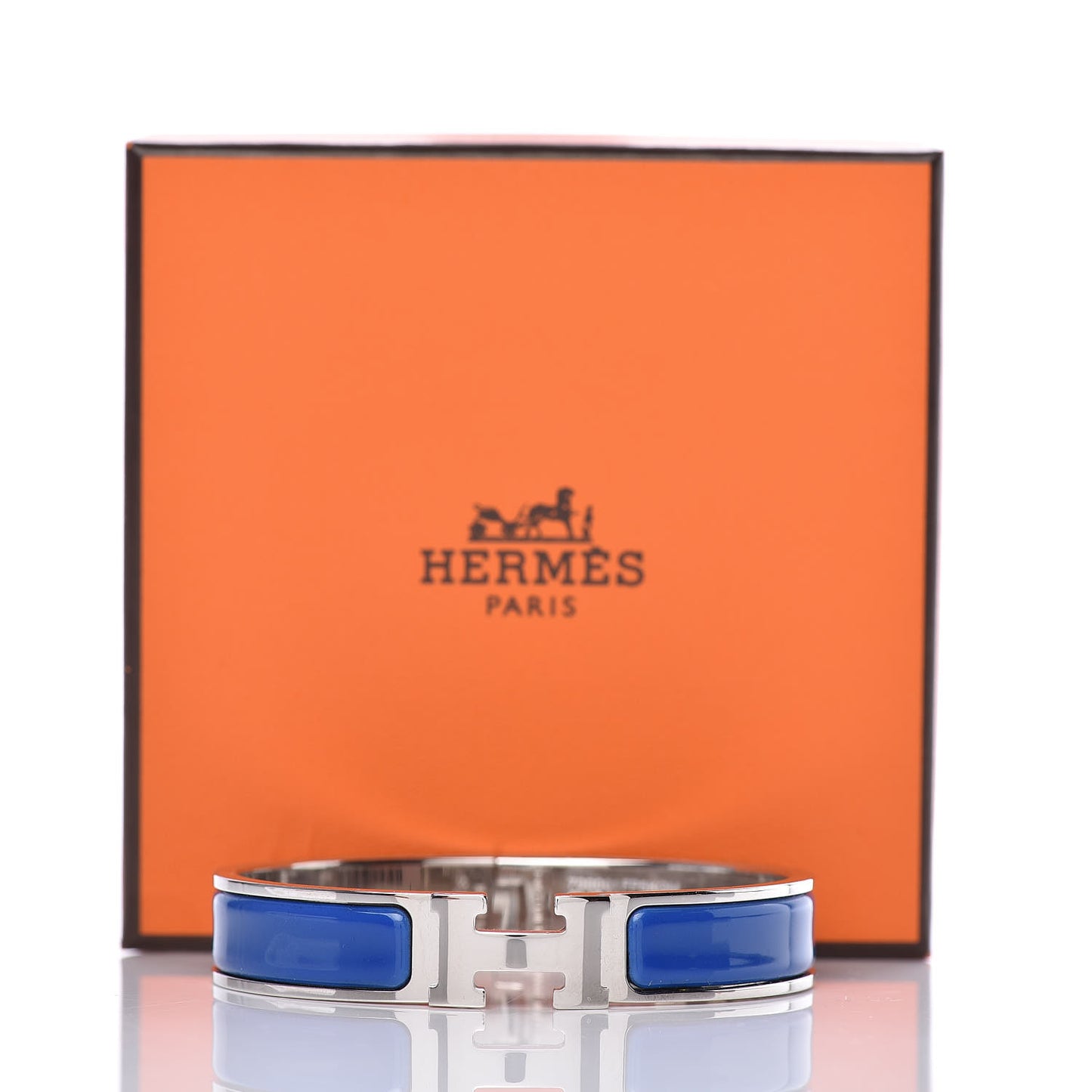 Enamel Narrow Clic Clac H Bracelet GM Bleu Cobalt