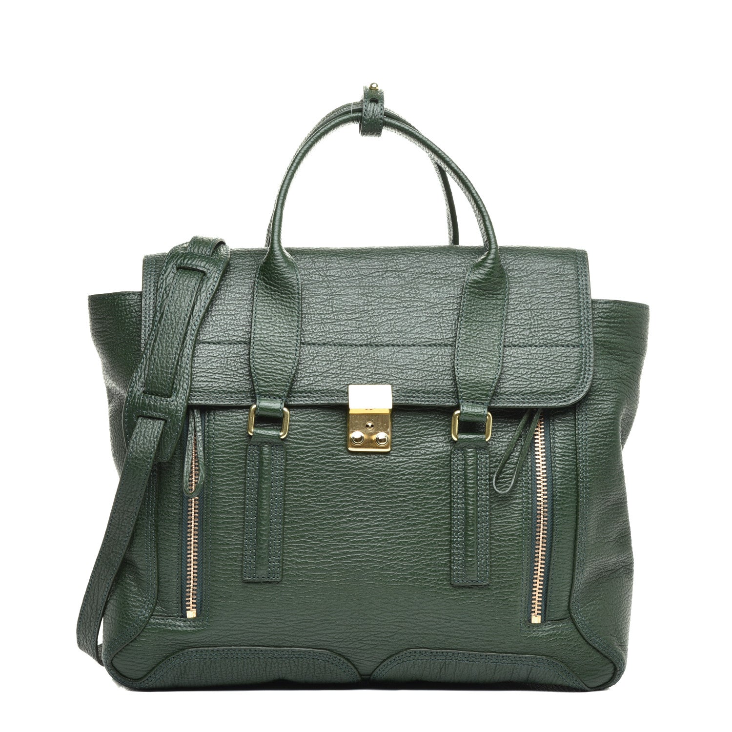 3.1 Phillip Lim Textured Calfskin Large Pashli Satchel Jade 1 of 9