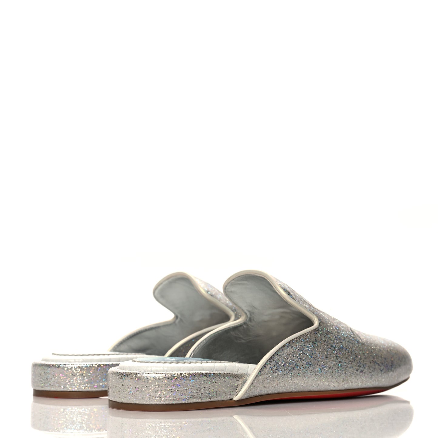 Iridescent Glitter Mens Coolito Loafer Mules 37.5 Silver