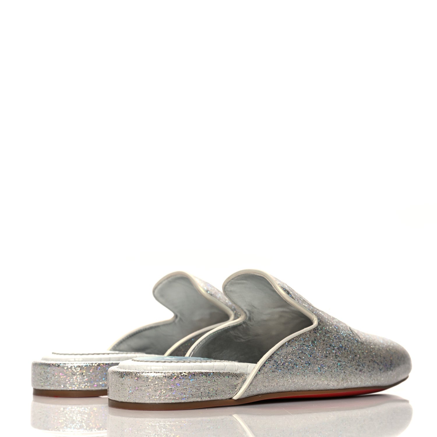 Christian Louboutin Iridescent Glitter Mens Coolito Loafer Mules 37.5 Silver 4 of 8