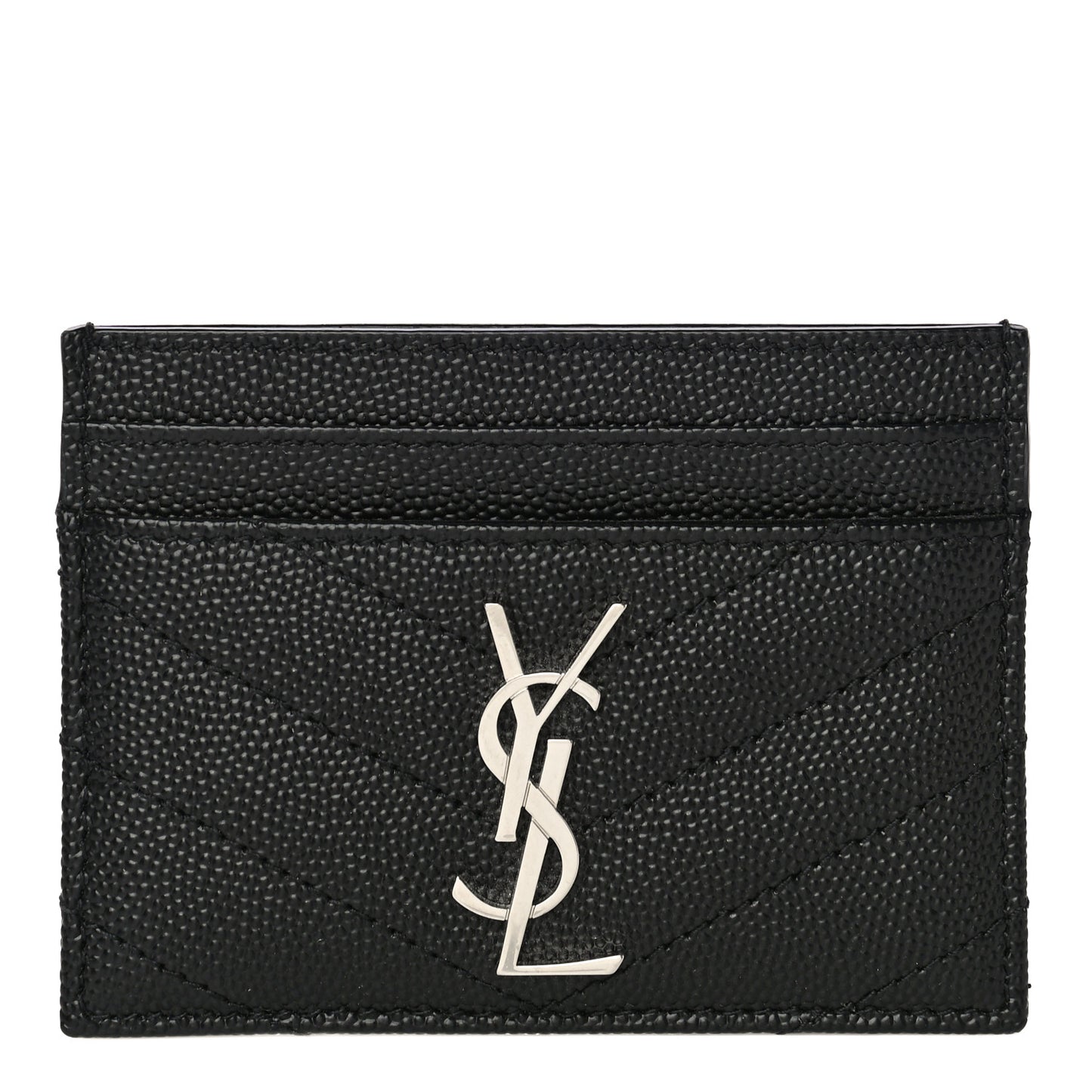 Grain De Poudre Matelasse Chevron Monogram Credit Card Case Black