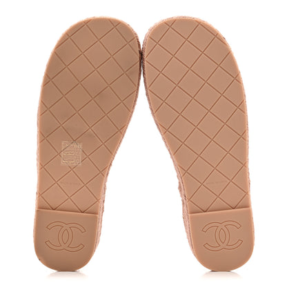 Chanel Canvas Strass CC Espadrille Slingback Sandals 38 Pink 6 of 9