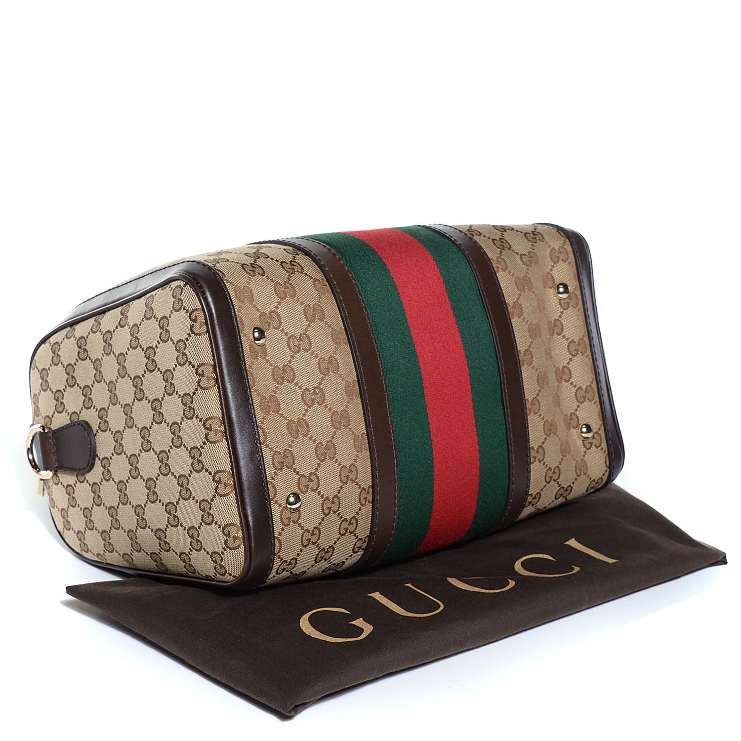 Gucci Monogram Vintage Web Medium Boston Dark Brown 4 of 8