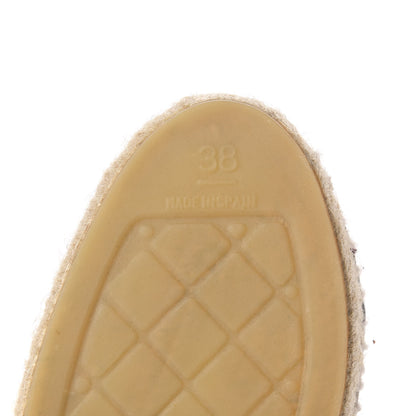 Chanel Crackled Calfskin Espadrilles 38 Beige Black 8 of 9