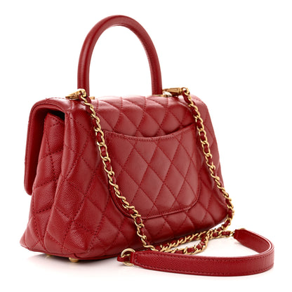 Chanel Caviar Quilted Mini Coco Handle Flap Red 3 of 10