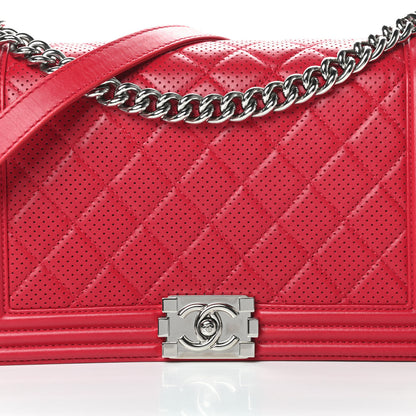 Chanel Perforated Lambskin Quilted New Medium Boy Flap Dark Pink 9 of 16