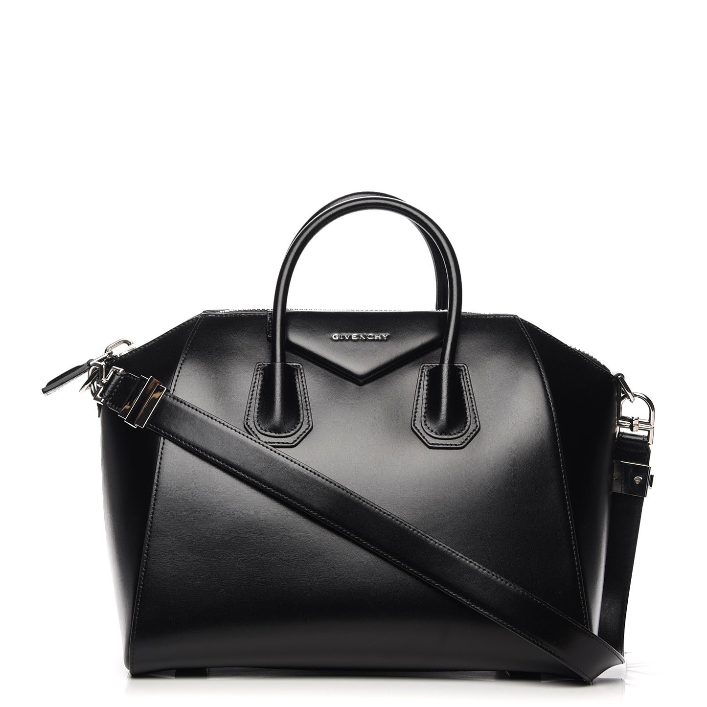 Shiny Lord Calfskin Medium Antigona Black