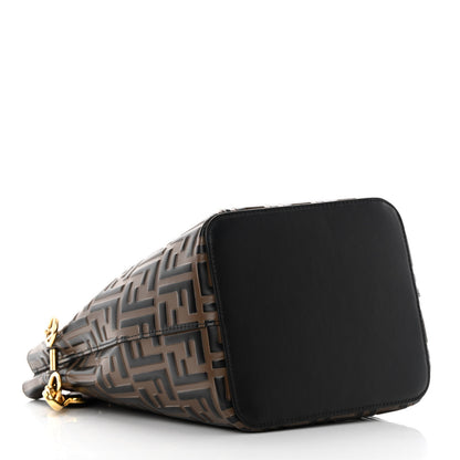 Fendi Vitello Grace F is Fendi Bi-Color FF 1974 Embossed Grande Mon Tresor Bucket Bag Maya Black Fragola 4 of 12