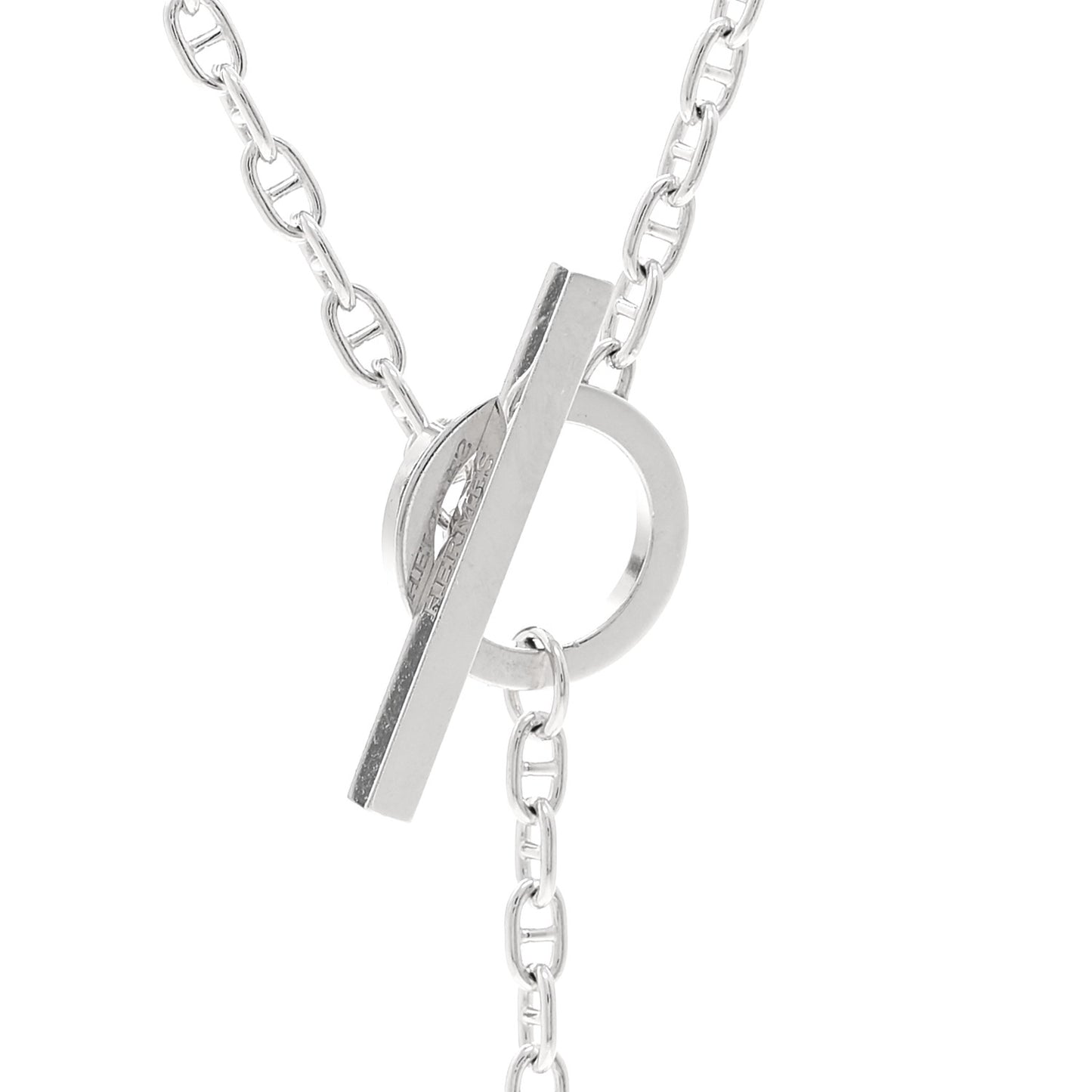 18K White Gold Diamond GM Chaine D'Ancre Contour Pendant Necklace ST