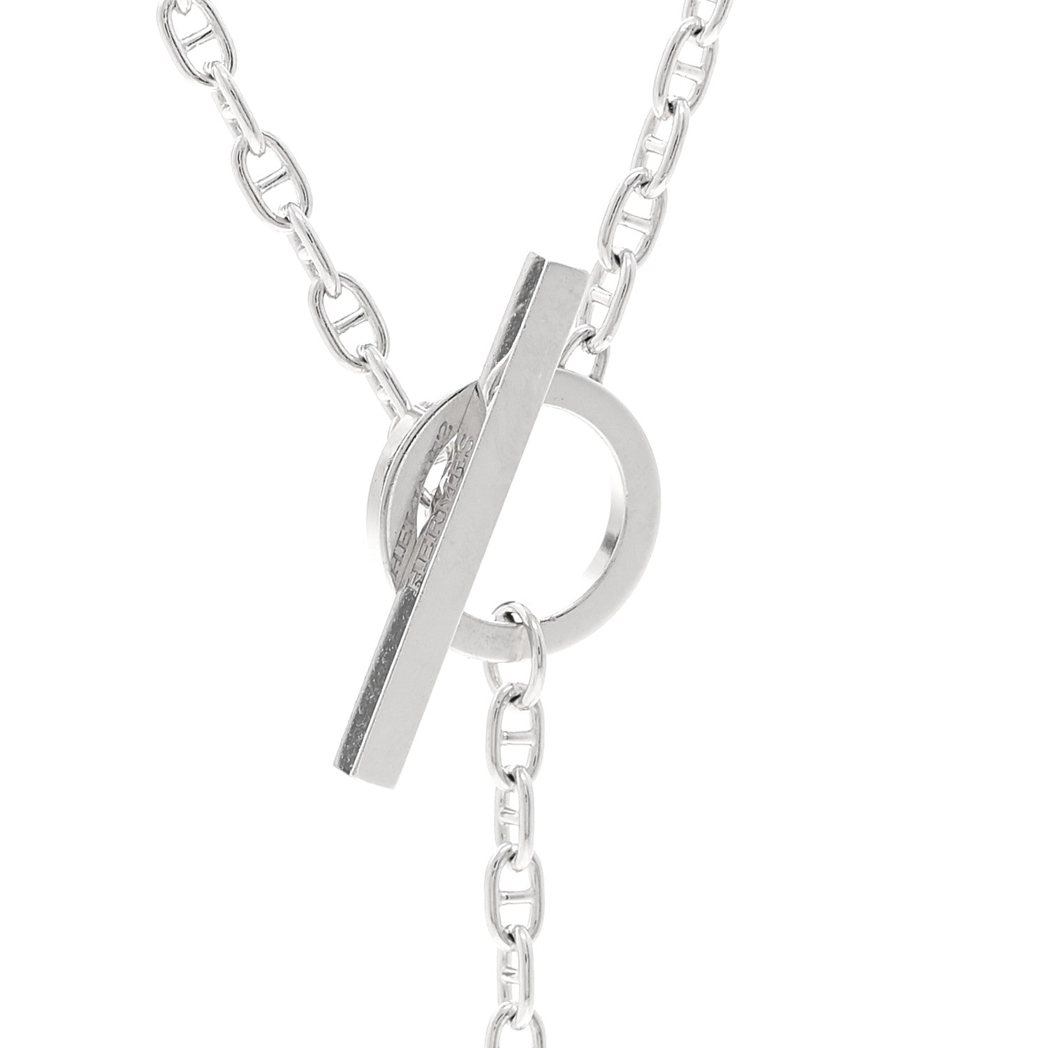Hermes 18K White Gold Diamond GM Chaine D'Ancre Contour Pendant Necklace ST 4 of 7
