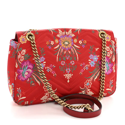 Gucci Jacquard Matelasse Floral Medium GG Marmont Shoulder Bag Red 3 of 15