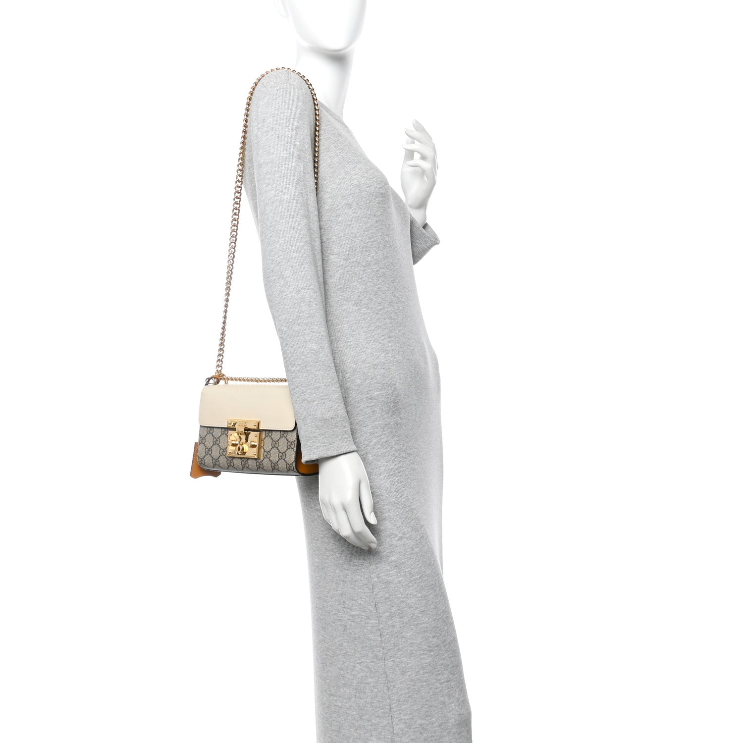 Gucci GG Supreme Monogram Calfskin Small Padlock Shoulder Bag Beige Mystic White Sun Oil 2 of 13