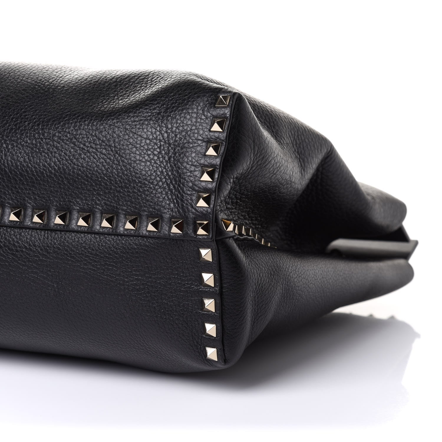 Valentino Garavani Grained Calfskin Rockstud Flip Lock Briefcase Tote Black 8 of 9