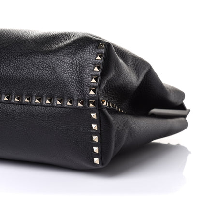 Valentino Garavani Grained Calfskin Rockstud Flip Lock Briefcase Tote Black 8 of 9