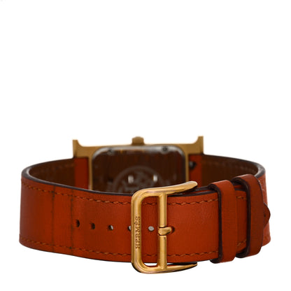 Hermes Stainless Steel Swift 26mm Heure H Hour Quartz Watch Orange 3 of 5