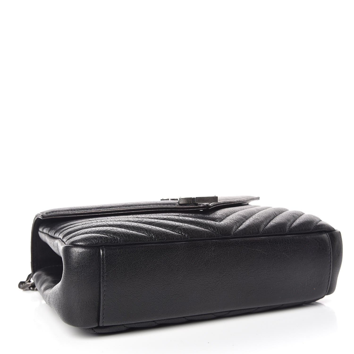 Saint Laurent Sheepskin Matelasse Chevron Monogram Medium College Bag Black 4 of 12