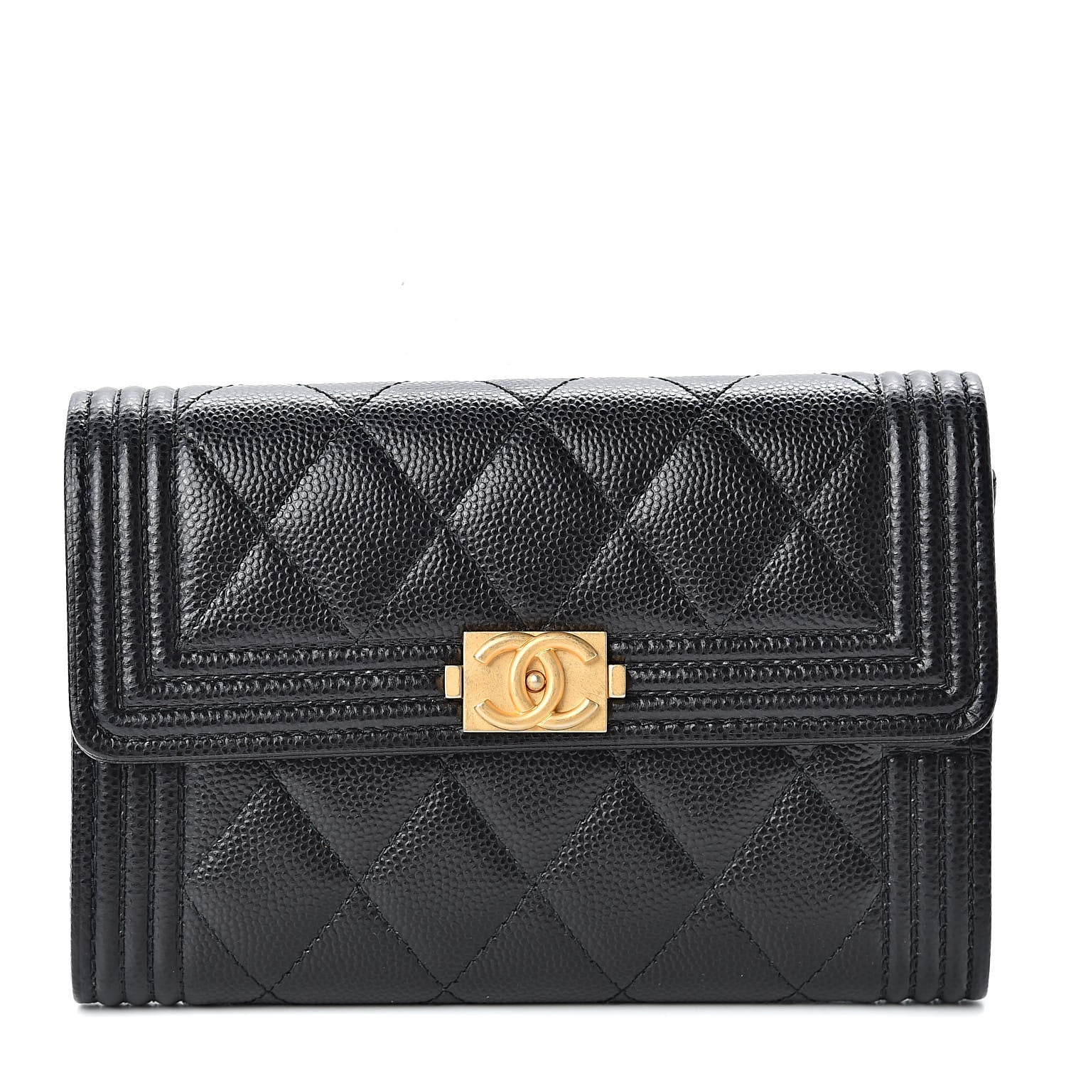 Chanel Caviar Quilted Medium Boy Flap Wallet Black 1 of 9