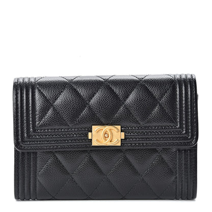 Chanel Caviar Quilted Medium Boy Flap Wallet Black 1 of 9