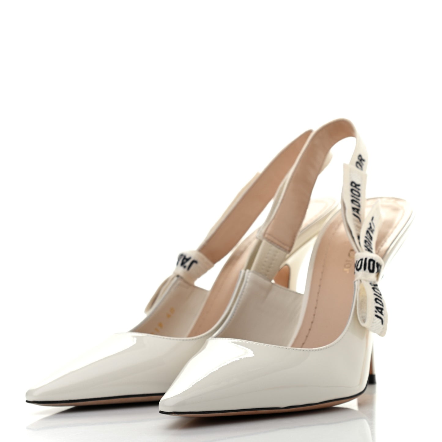 Patent Ribbon J'Adior Slingback 100mm Pumps 40 Off White