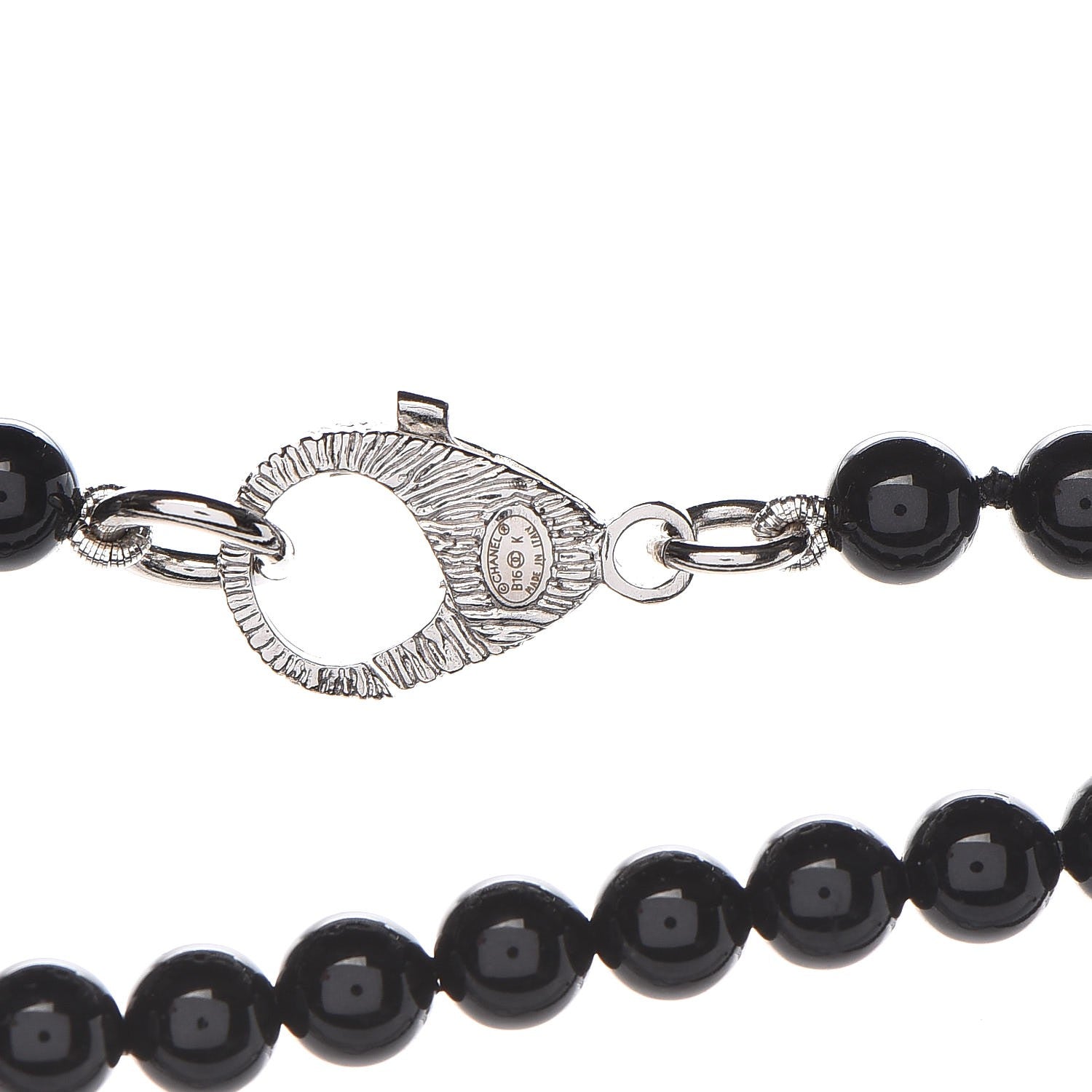 Chanel Baguette Crystal Beaded CC Long Necklace Black Silver 4 of 7