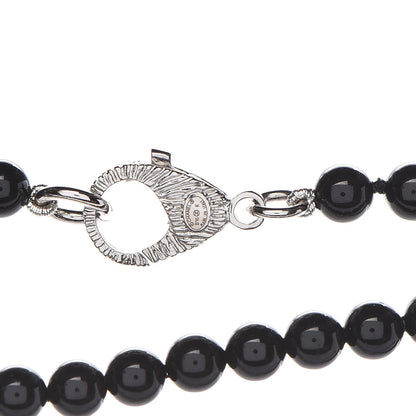 Chanel Baguette Crystal Beaded CC Long Necklace Black Silver 4 of 7