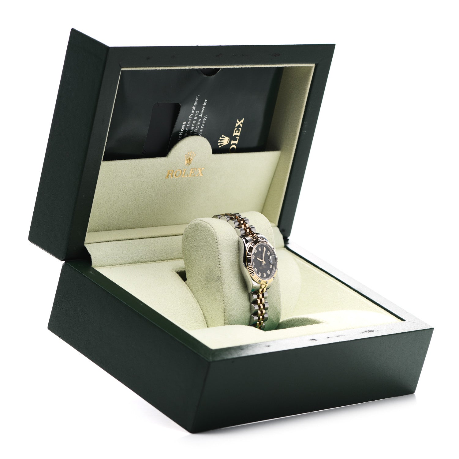 Rolex Stainless Steel 18K Yellow Gold Diamond 26mm Oyster Perpetual Datejust Watch Black 179313 5 of 5