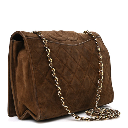 Chanel Suede Quilted CC Shoulder Bag Brown 2 of 11