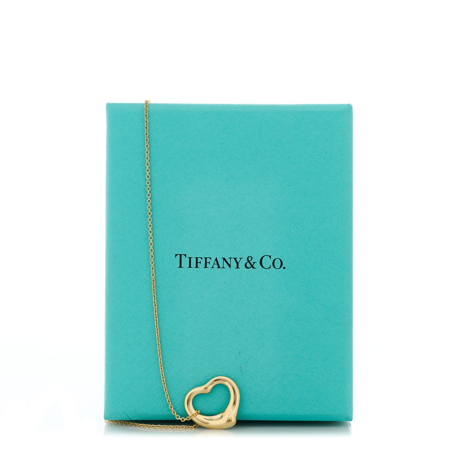 18K Yellow Gold 16mm Elsa Peretti Open Heart Pendant Necklace