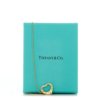 Tiffany 18K Yellow Gold 16mm Elsa Peretti Open Heart Pendant Necklace 7 of 7