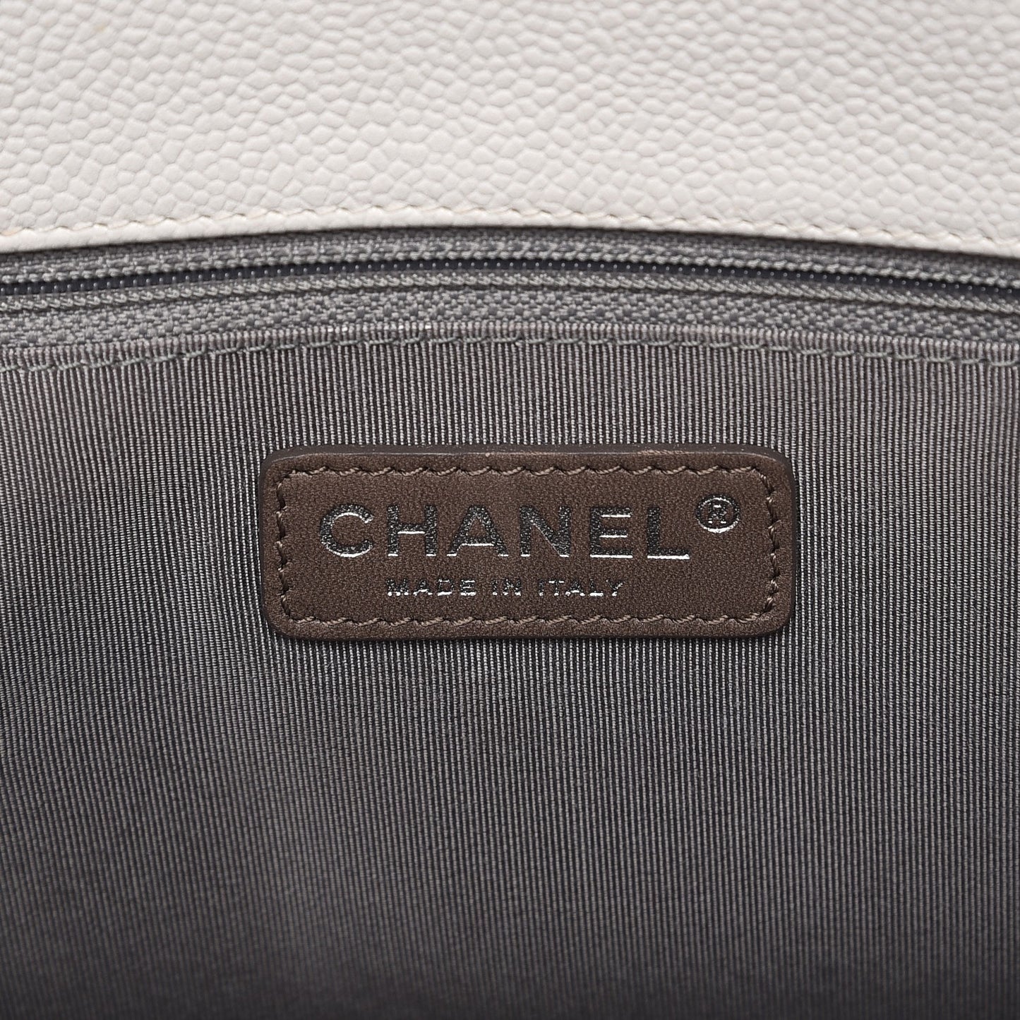 Soft Caviar Quilted CC Timeless Tote White
