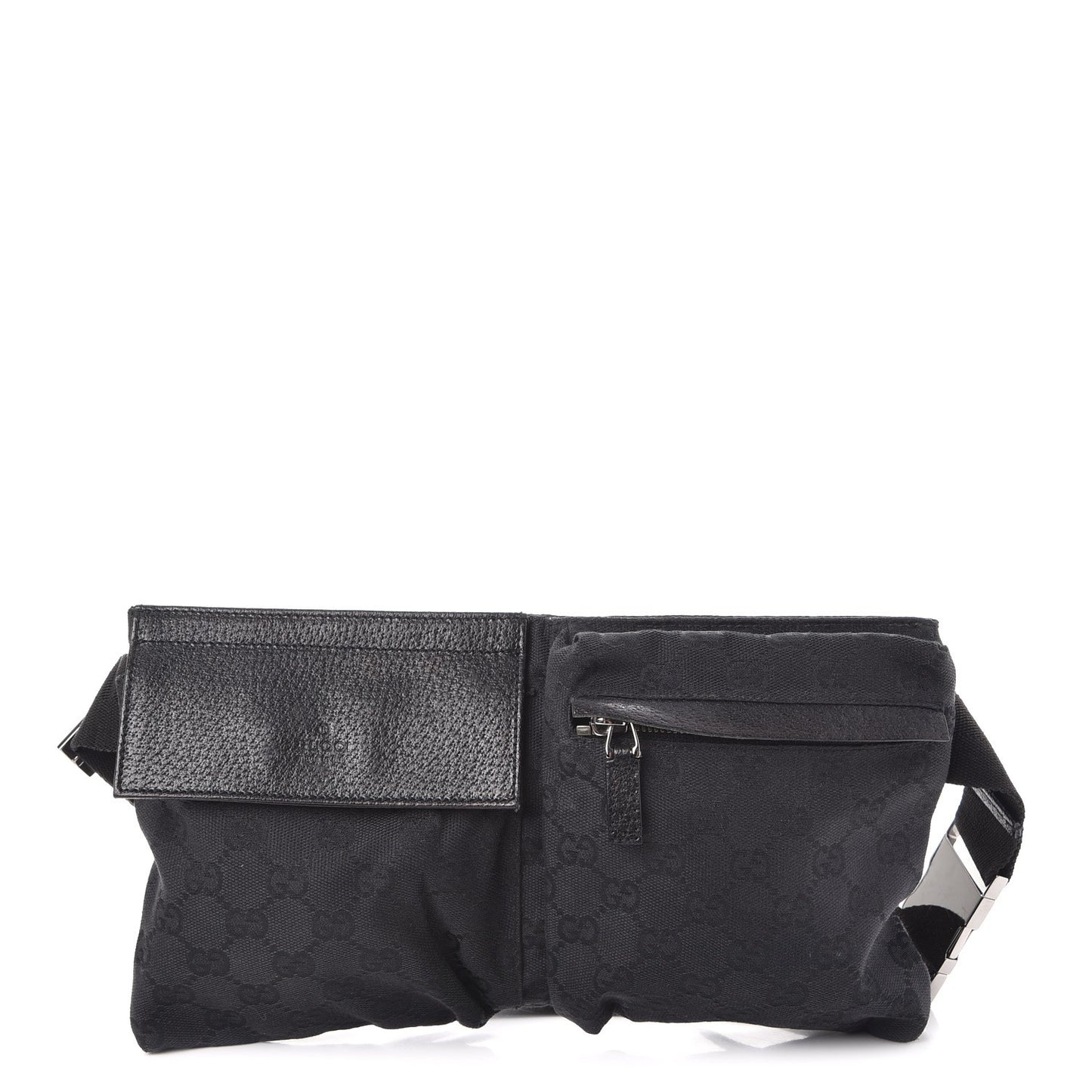 GG Monogram Double Pocket Belt Bag Black