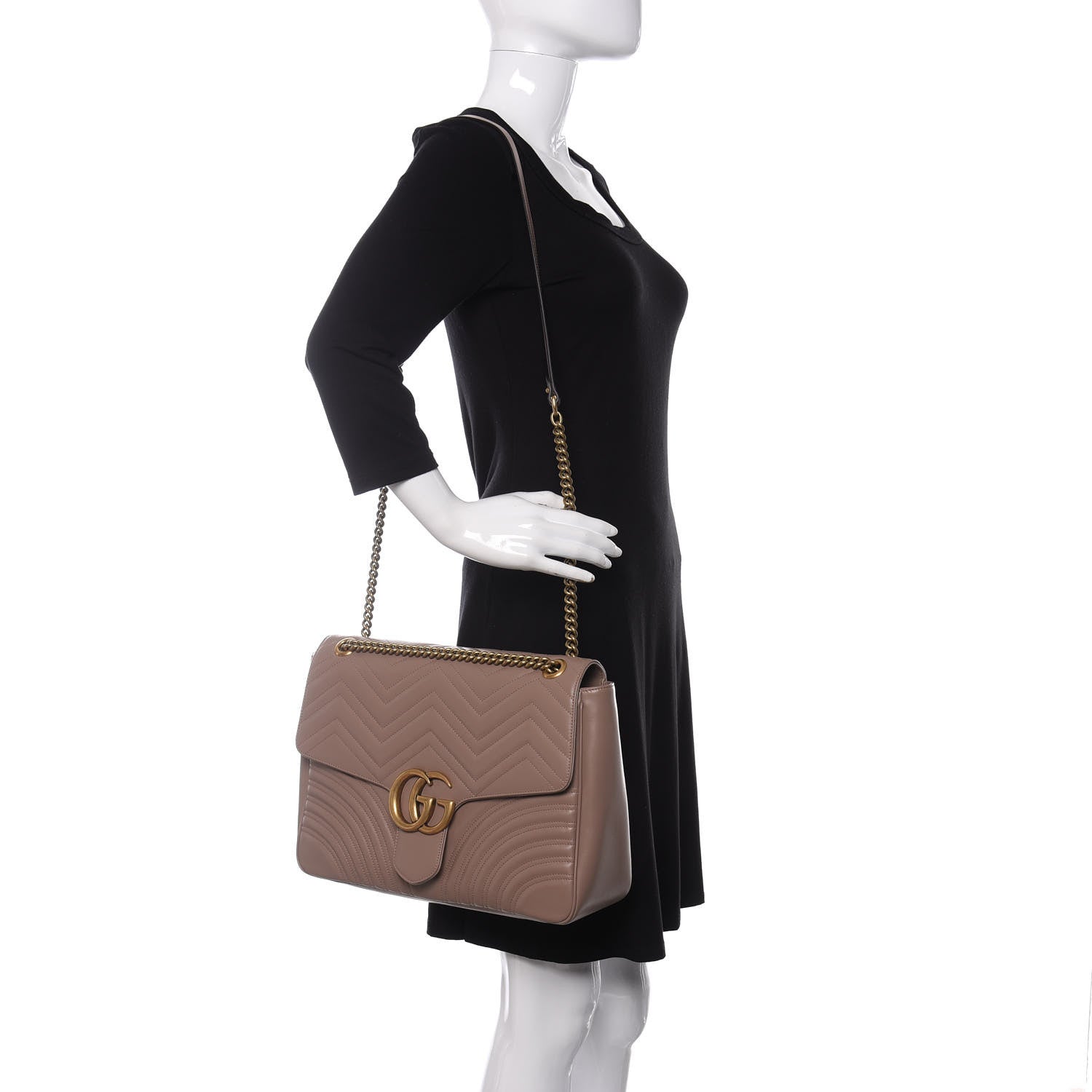 Gucci Calfskin Matelasse Large GG Marmont Shoulder Bag Porcelain Rose 2 of 14