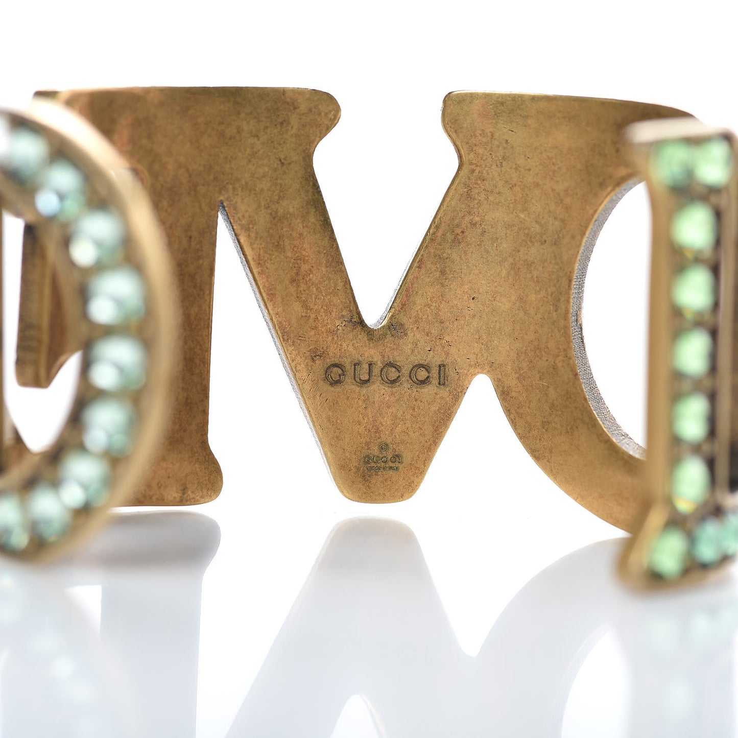 Metal Crystal Loved Cuff Bracelet 16 Aged Gold