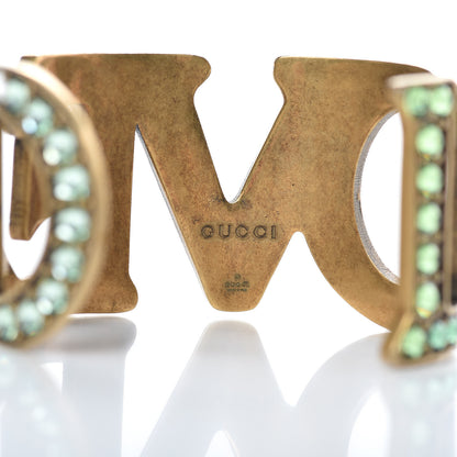 Gucci Metal Crystal Loved Cuff Bracelet 16 Aged Gold 5 of 6