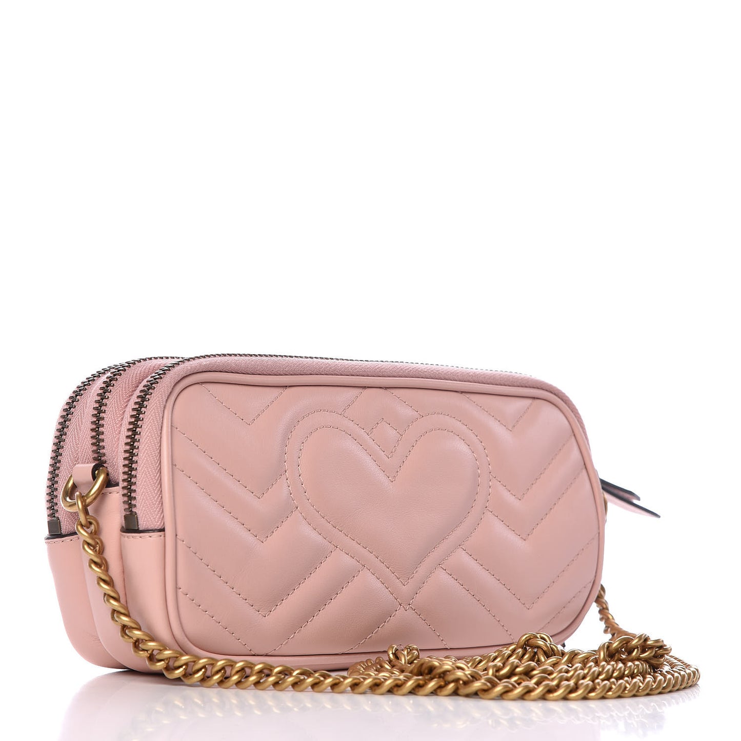 Calfskin Matelasse Mini GG Marmont Chain Crossbody Bag Perfect Pink