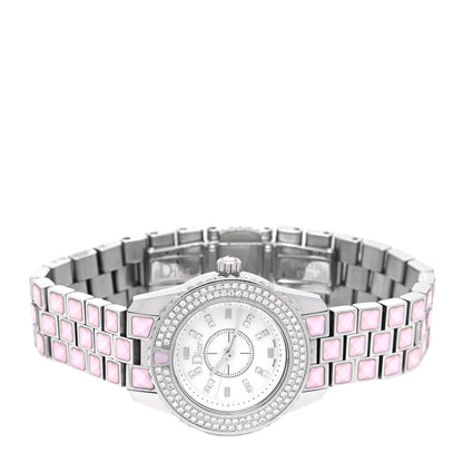 Christian Dior Stainless Steel Diamond Pave Bezel Sapphire 29mm Christal Quartz Watch Pink 2 of 5