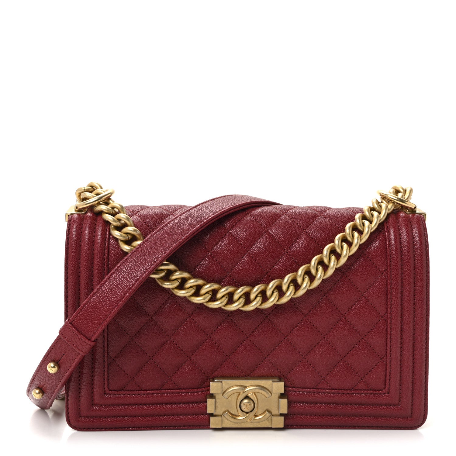 Chanel Caviar Quilted Medium Boy Flap Burgundy 1 of 11