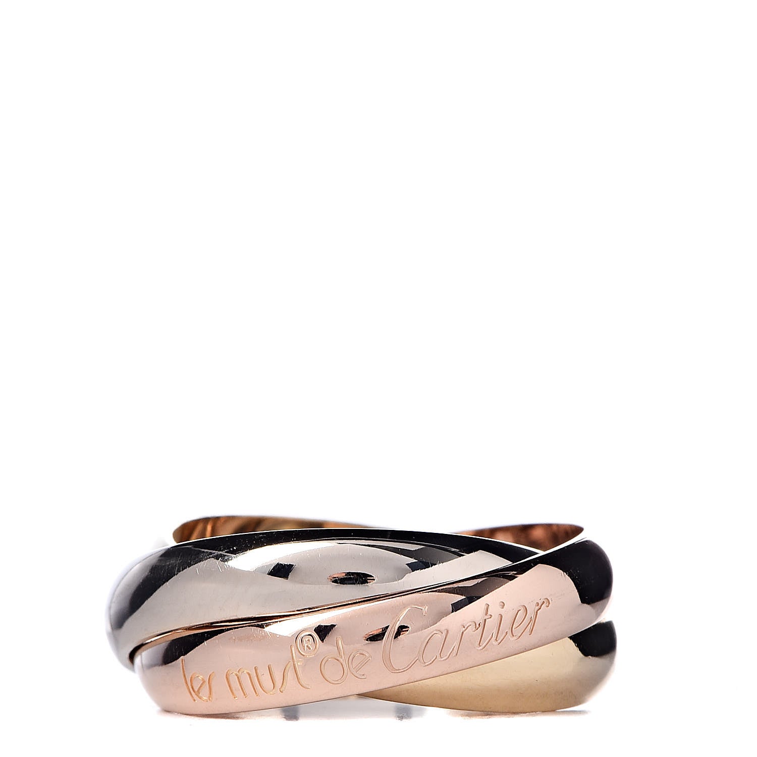 Cartier 18K Pink Yellow White Gold Classic Les Must De Trinity Ring 50 5.25 1 of 6