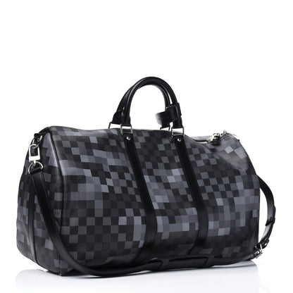 Louis Vuitton Damier Graphite Pixel Keepall Bandouliere 50 Gris 2 of 3