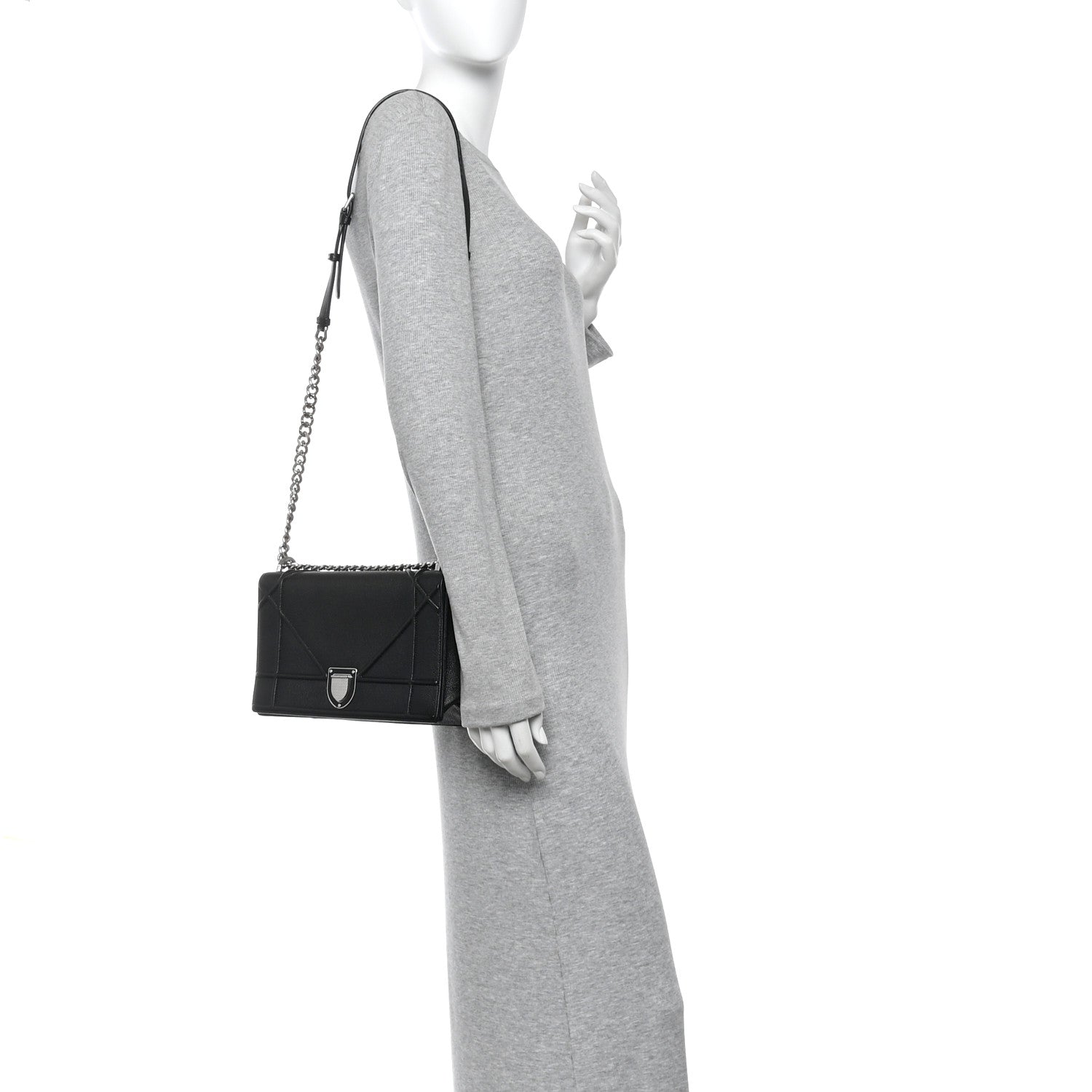 Christian Dior Grained Calfskin Medium Diorama Flap Bag Black 2 of 11