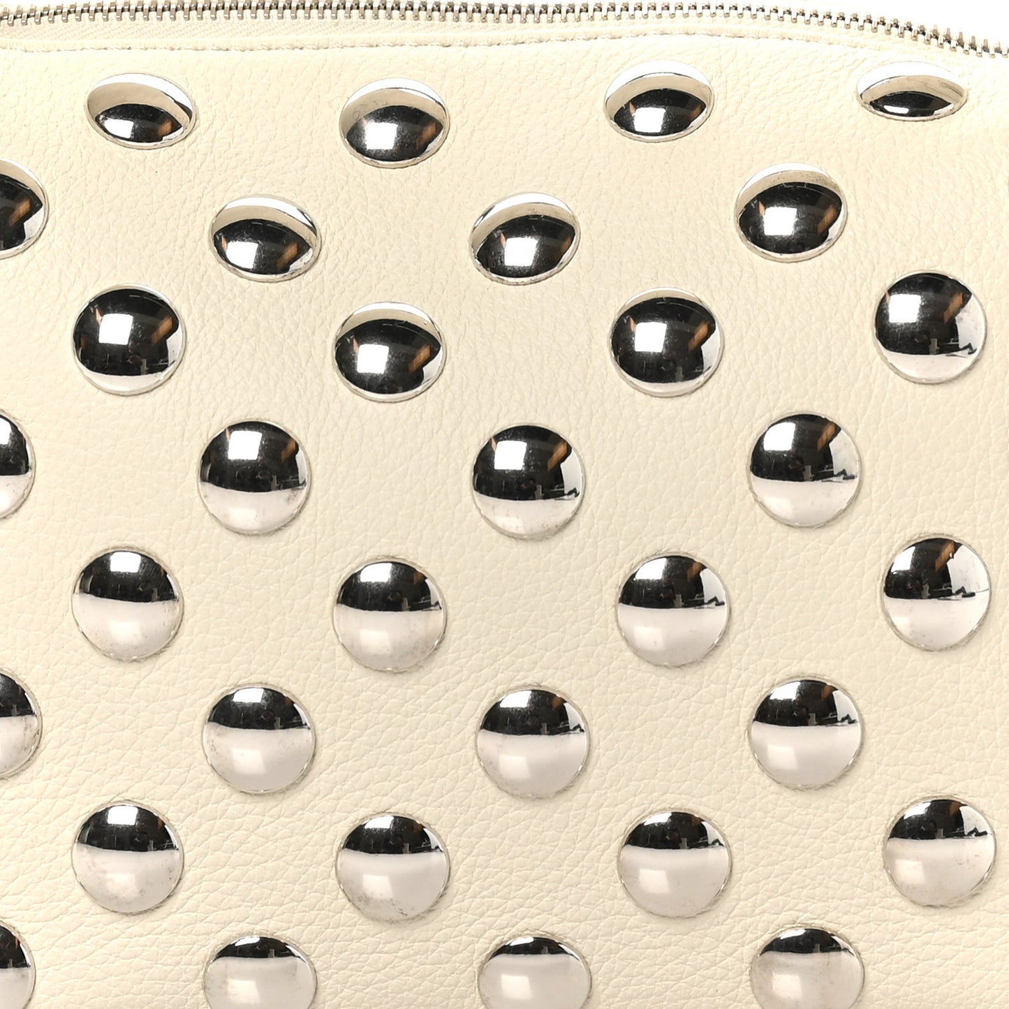 Pebbled Sport Calfskin Studded Small Elena White