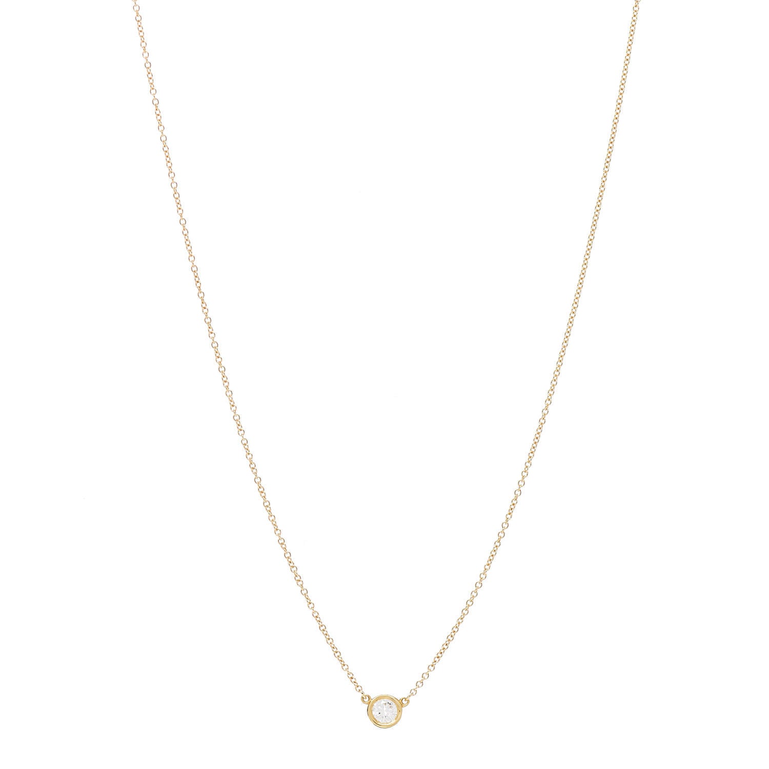 Tiffany 18K Yellow Gold Diamond .27ct Elsa Peretti Diamonds by the Yard Pendant Necklace 1 of 5