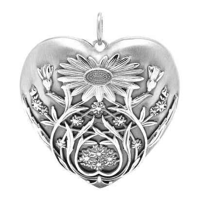 Tiffany Sterling Silver Large Ziegfeld Daisy Heart Locket Pendant 1 of 6