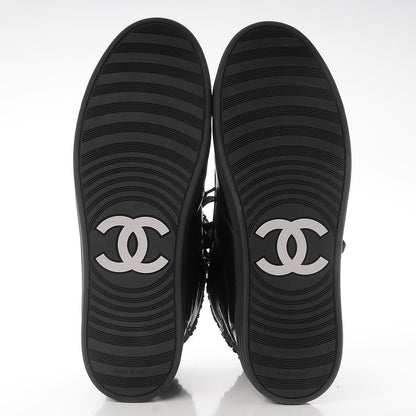 Chanel Lambskin Tweed Zipped Sneakers 38.5 Black Blue 5 of 9