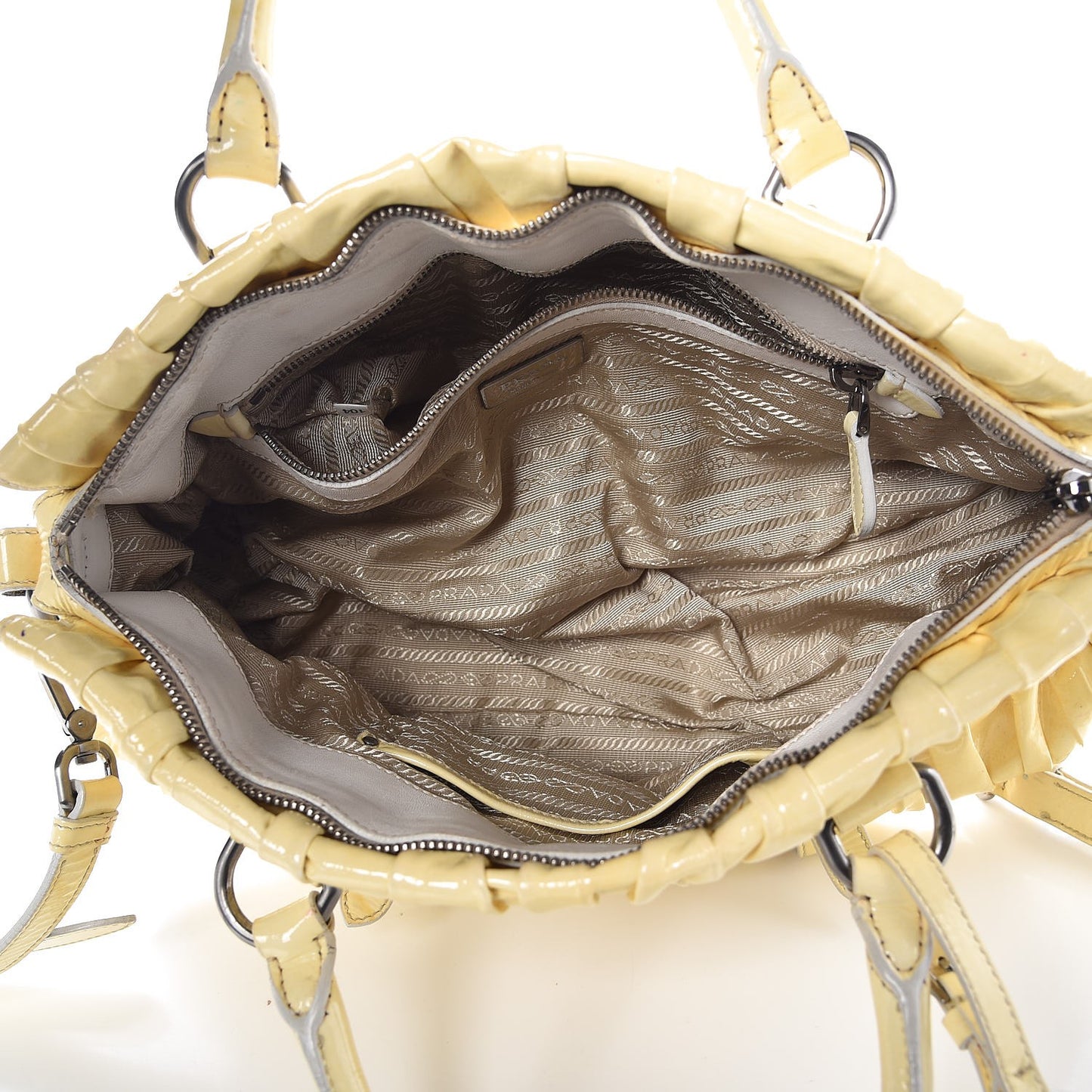 Vernice Dressy Gaufre Shopping Satchel White