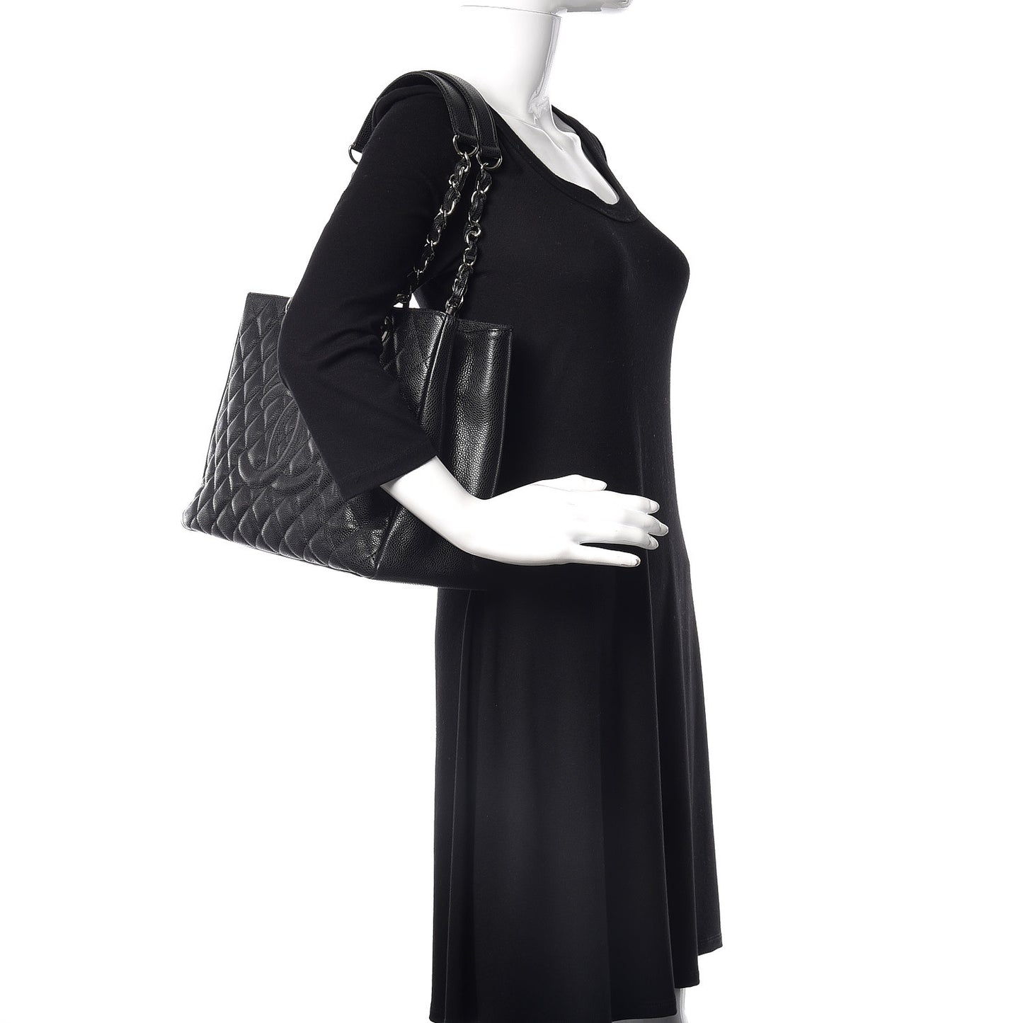 Caviar Quilted Grand Shopping Tote GST Black