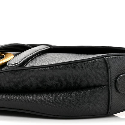 Christian Dior Grained Calfskin Saddle Bag Black 9 of 10